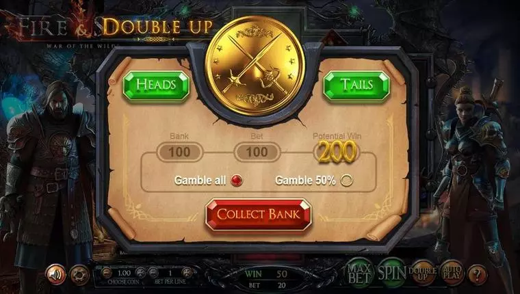  Gamble Screen at Fire & Steel 5 Reel Mobile Real Slot created by BetSoft