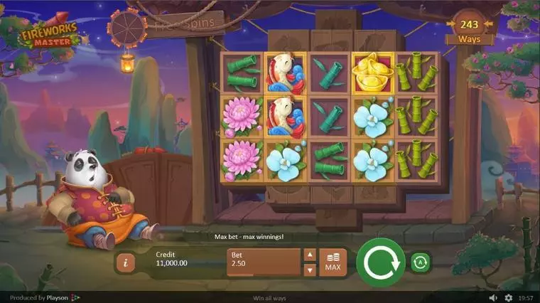 Main Screen Reels at Fireworks Master 5 Reel Mobile Real Slot created by Playson