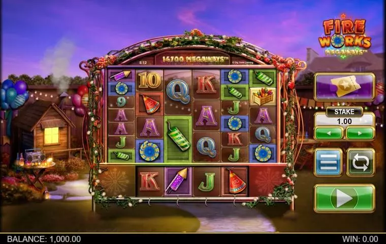 Main Screen Reels at Fireworks Megaways 6 Reel Mobile Real Slot created by Big Time Gaming