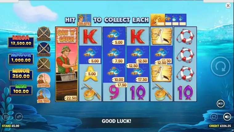  Main Screen Reels at Fishin' Frenzy Even Bigger Fish  Mobile Real Slot created by Blueprint Gaming