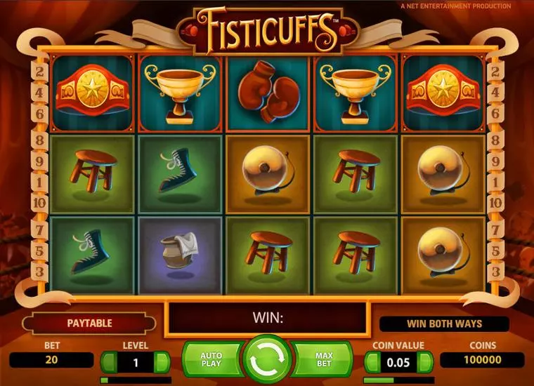  Main Screen Reels at Fisticuffs 5 Reel Mobile Real Slot created by NetEnt