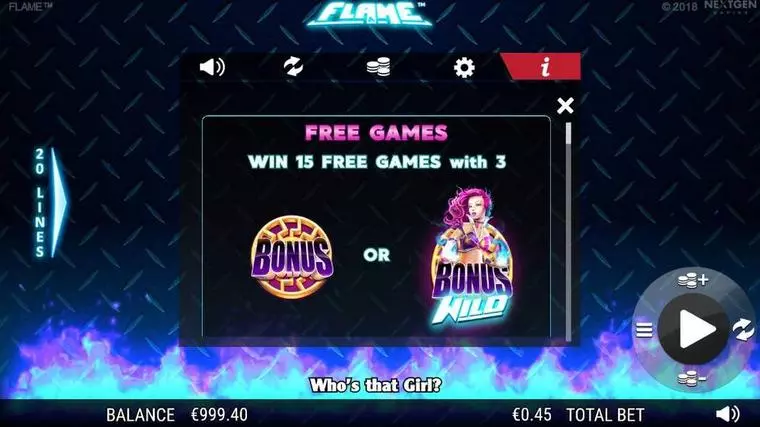  Free Spins Feature at Flame 5 Reel Mobile Real Slot created by NextGen Gaming