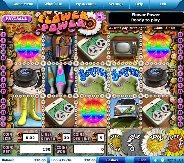  Main Screen Reels at Flower Power 5 Reel Mobile Real Slot created by Leap Frog