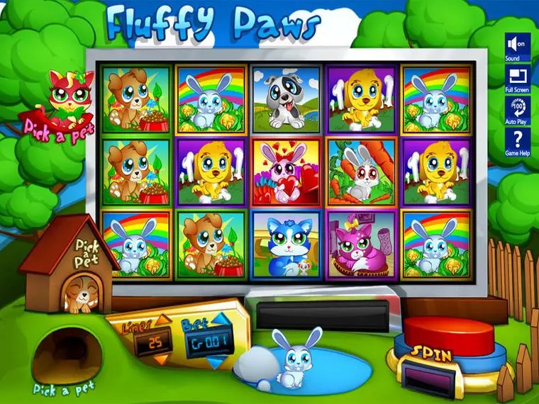  Main Screen Reels at Fluffy Paws 5 Reel Mobile Real Slot created by Slotland Software