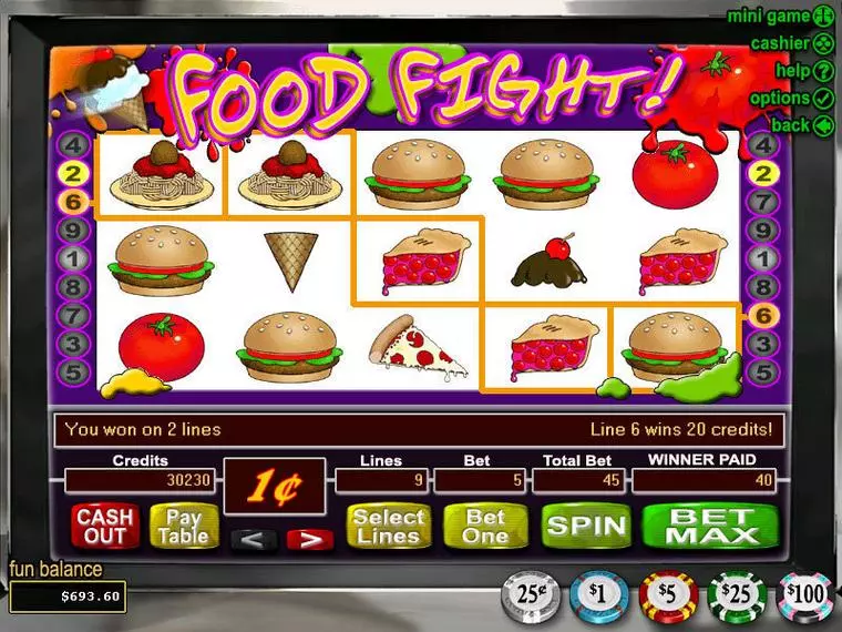  Main Screen Reels at Food Fight 5 Reel Mobile Real Slot created by RTG