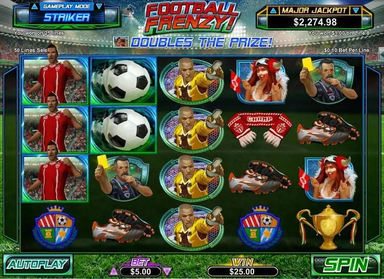  Main Screen Reels at Football Frenzy 5 Reel Mobile Real Slot created by RTG