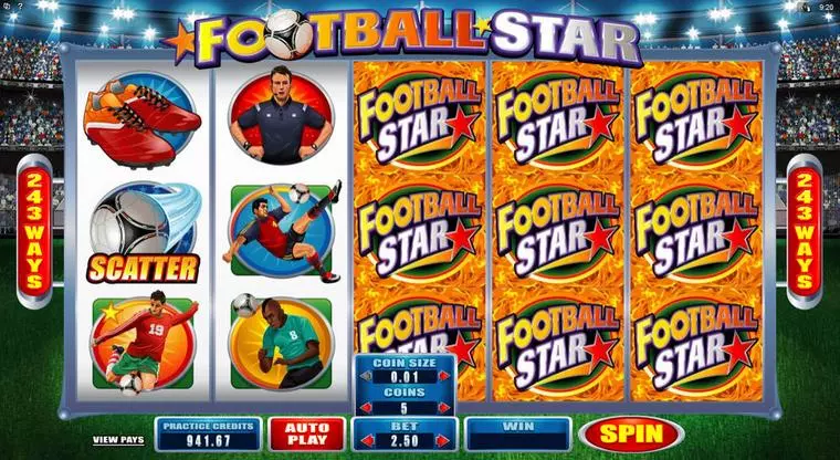  Main Screen Reels at Football Star 5 Reel Mobile Real Slot created by Microgaming