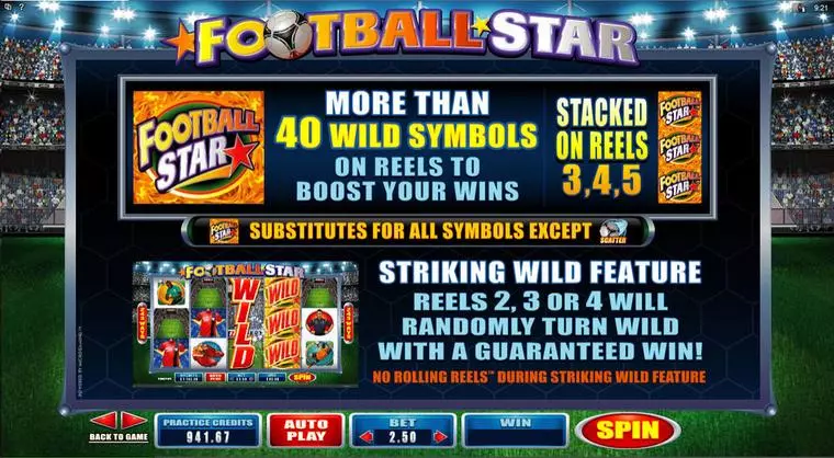  Info and Rules at Football Star 5 Reel Mobile Real Slot created by Microgaming
