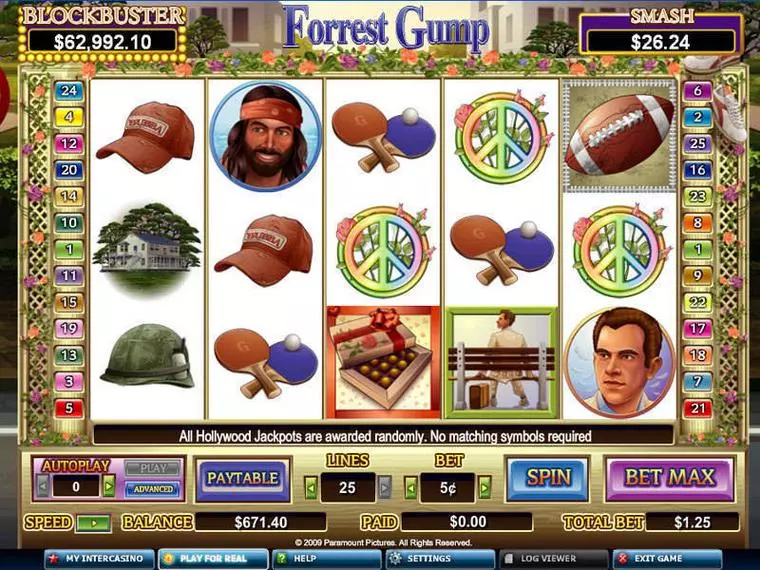  Main Screen Reels at Forrest Gump 5 Reel Mobile Real Slot created by CryptoLogic