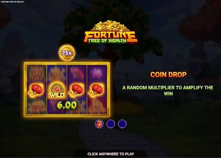  Introduction Screen at Fortune Tree of Wealth 4 Reel Mobile Real Slot created by Wizard Games