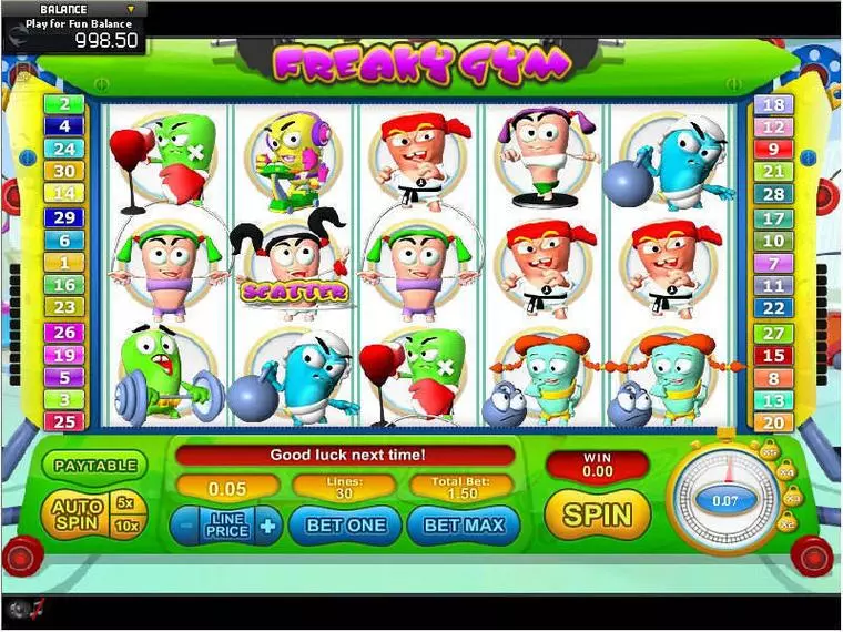  Main Screen Reels at Freaky Gym 5 Reel Mobile Real Slot created by GamesOS