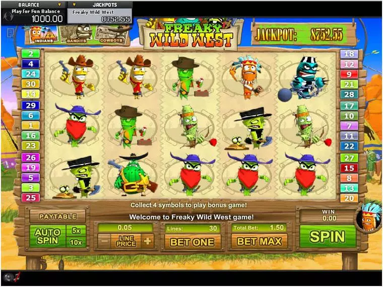  Main Screen Reels at Freaky Wild West 5 Reel Mobile Real Slot created by GamesOS
