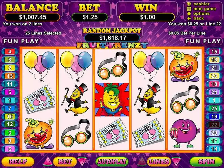  Main Screen Reels at Fruit Frenzy 5 Reel Mobile Real Slot created by RTG