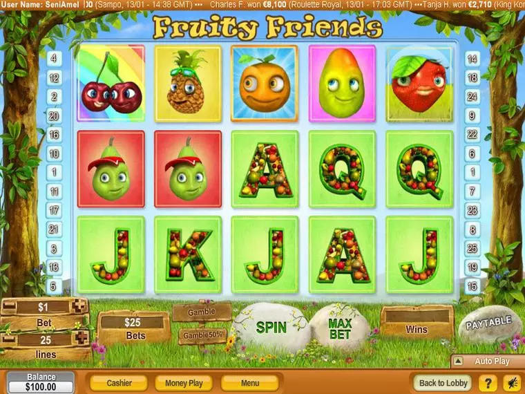  Main Screen Reels at Fruity Friends 5 Reel Mobile Real Slot created by NeoGames