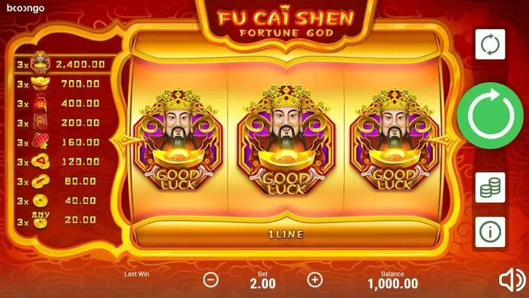  Main Screen Reels at Fu Cai Shen 3 Reel Mobile Real Slot created by Booongo