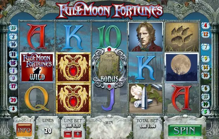  Main Screen Reels at Full Moon Fortunes 5 Reel Mobile Real Slot created by Ash Gaming