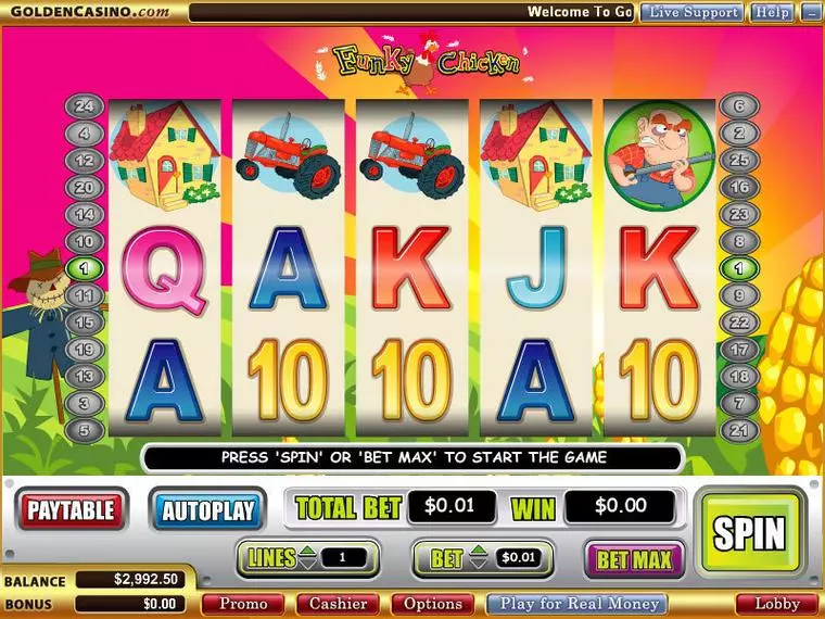  Main Screen Reels at Funky Chicken 5 Reel Mobile Real Slot created by WGS Technology