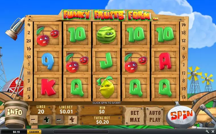  Main Screen Reels at Funky Fruits Farm 5 Reel Mobile Real Slot created by PlayTech