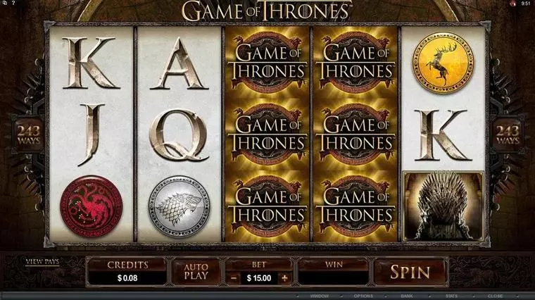  Main Screen Reels at Game of Thrones - 243 Ways 5 Reel Mobile Real Slot created by Microgaming