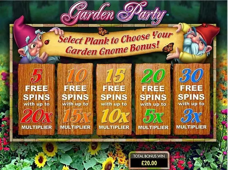  Introduction Screen at Garden Party 5 Reel Mobile Real Slot created by IGT