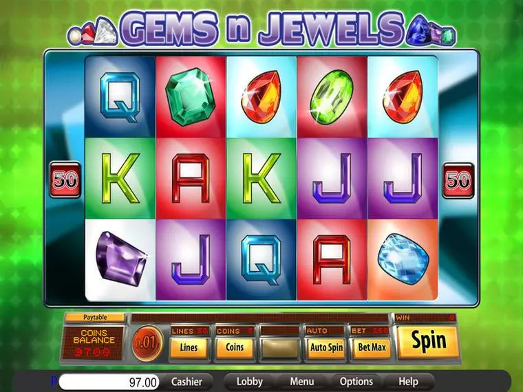  Main Screen Reels at Gems n Jewels 5 Reel Mobile Real Slot created by Saucify