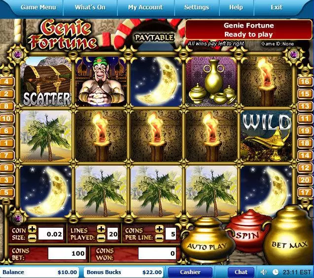 Main Screen Reels at Genie Fortune 5 Reel Mobile Real Slot created by Leap Frog