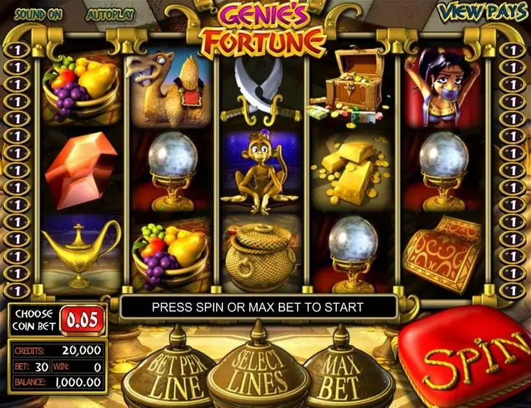  Main Screen Reels at Genie's Fortune 5 Reel Mobile Real Slot created by BetSoft