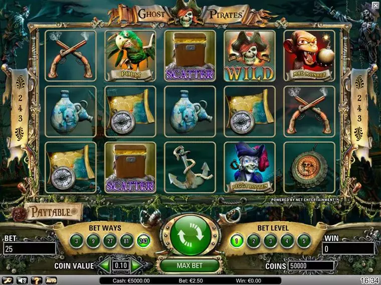  Main Screen Reels at Ghost Pirates 5 Reel Mobile Real Slot created by NetEnt