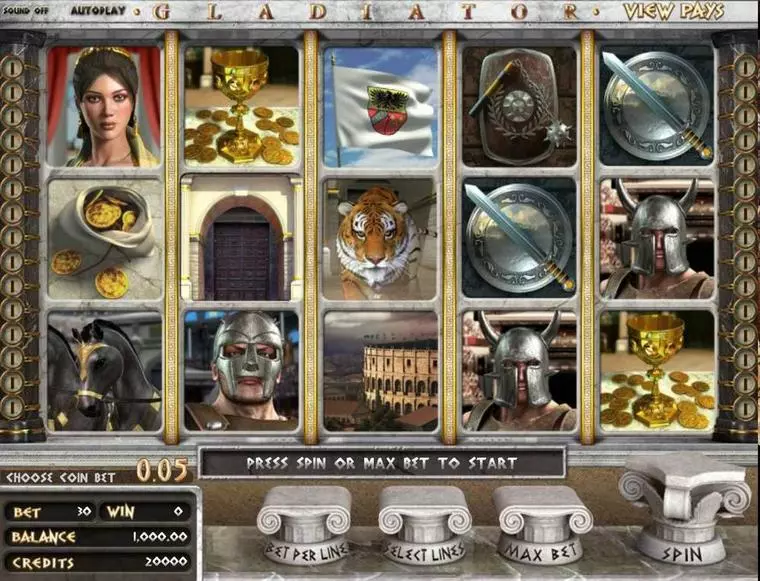  Main Screen Reels at Gladiator 5 Reel Mobile Real Slot created by BetSoft