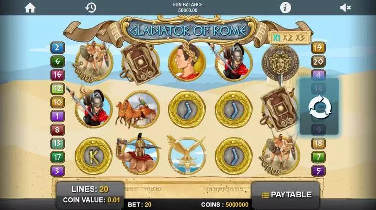  Main Screen Reels at Gladiators of Rome  5 Reel Mobile Real Slot created by 1x2 Gaming