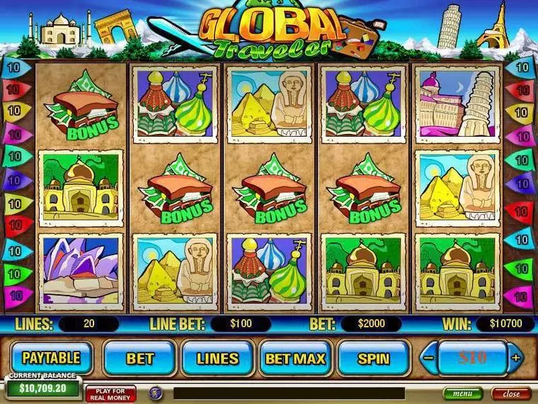  Main Screen Reels at Global Traveler 5 Reel Mobile Real Slot created by PlayTech