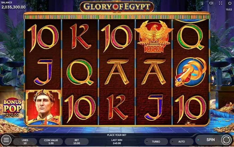  Main Screen Reels at Glory of Egypt 5 Reel Mobile Real Slot created by Endorphina