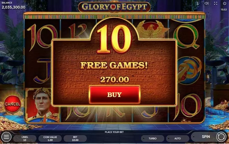  Free Spins Feature at Glory of Egypt 5 Reel Mobile Real Slot created by Endorphina