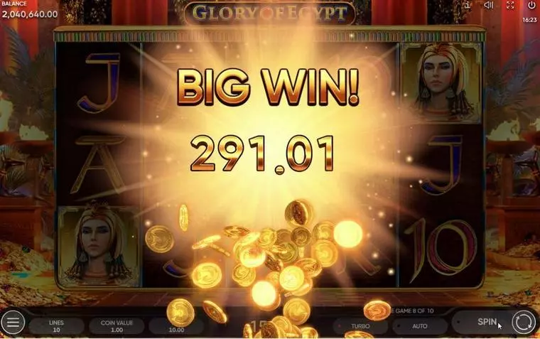  Winning Screenshot at Glory of Egypt 5 Reel Mobile Real Slot created by Endorphina