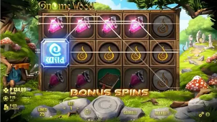  Main Screen Reels at Gnome Wood 5 Reel Mobile Real Slot created by Microgaming