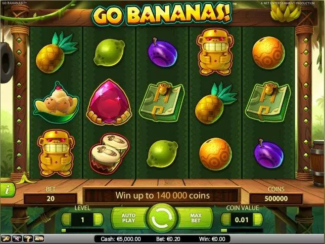  Main Screen Reels at Go Bananas! 5 Reel Mobile Real Slot created by NetEnt
