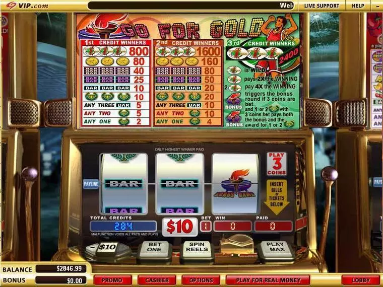  Main Screen Reels at Go for Gold 3 Reel Mobile Real Slot created by WGS Technology