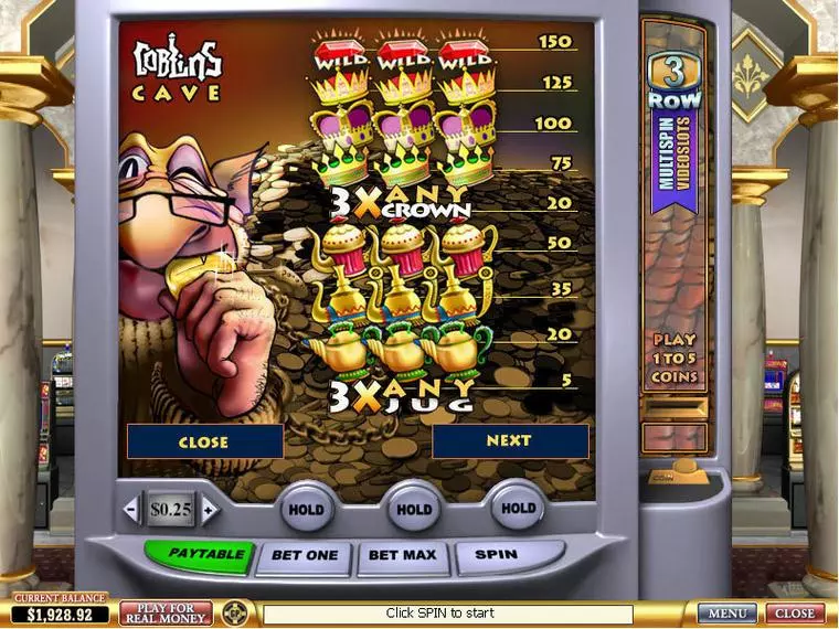  Info and Rules at Goblin's Cave 3 Reel Mobile Real Slot created by PlayTech