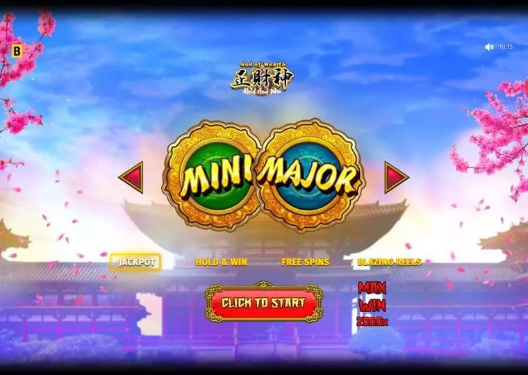  Introduction Screen at God Of Wealth Hold And Win 5 Reel Mobile Real Slot created by BGaming