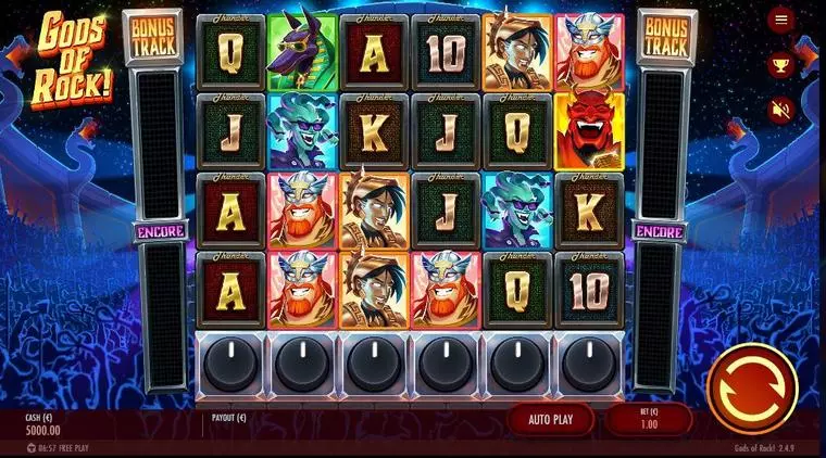  Main Screen Reels at Gods of Rock 6 Reel Mobile Real Slot created by Thunderkick