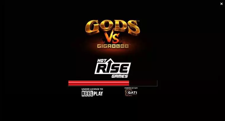  Introduction Screen at Gods VS Gigablox 6 Reel Mobile Real Slot created by ReelPlay