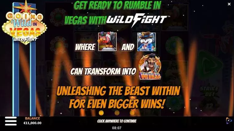  Info and Rules at Going Wild in Vegas Wild Fight 5 Reel Mobile Real Slot created by ReelPlay