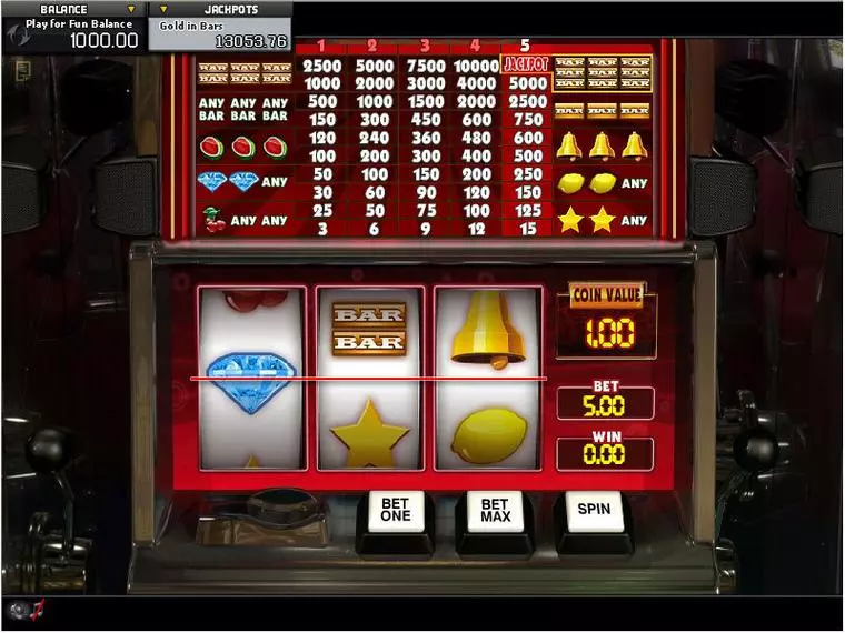  Main Screen Reels at Gold in Bars 3 Reel Mobile Real Slot created by GamesOS
