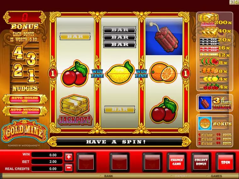 Main Screen Reels at Gold Mine 3 Reel Mobile Real Slot created by Microgaming
