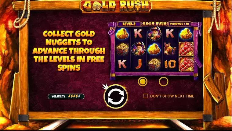  Info and Rules at Gold Rush 5 Reel Mobile Real Slot created by Pragmatic Play