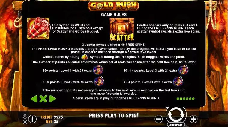  Bonus 1 at Gold Rush 5 Reel Mobile Real Slot created by Pragmatic Play