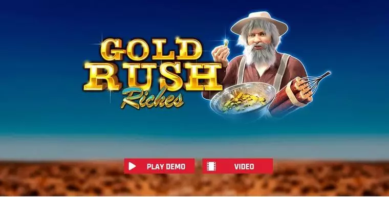  Introduction Screen at Gold Rush Riches 6 Reel Mobile Real Slot created by Red Rake Gaming
