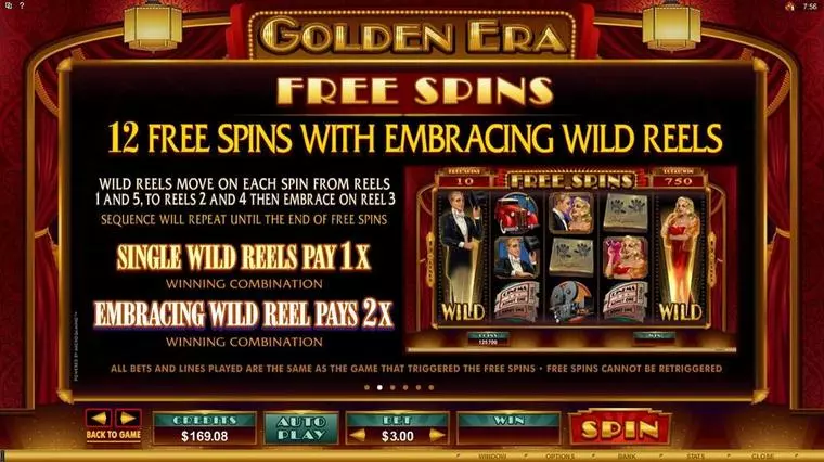  Info and Rules at Golden Era 5 Reel Mobile Real Slot created by Microgaming