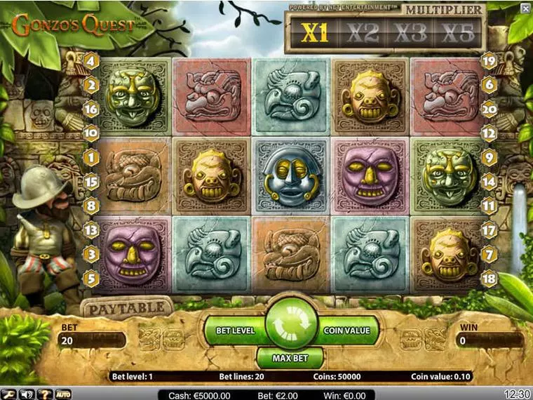  Main Screen Reels at Gonzo's Quest 5 Reel Mobile Real Slot created by NetEnt