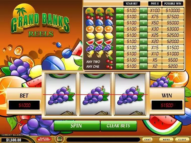  Main Screen Reels at Grand Banks Reels 3 Reel Mobile Real Slot created by PlayTech